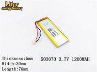 3.7V 1200mAh 503070Lithium Polymer Ion Rechargeable Battery Lithium Polymer Li-Po Battery for MP4 GPS MP3 Bluetooth Stereo DIY Gift