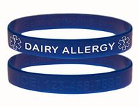 Custom Dairy Allergy ID Bracelet Wristbands - 2 Pack - Blue - 6 Inches - Toddler