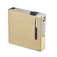Stylish 20 Sticks Rechargeable Lighter Smoke Case Dispenser with Built in Torch Windproof Lighter for Adventure Camping (Gold)