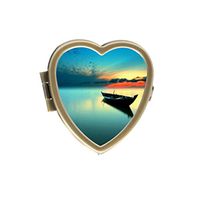 Nautical Boat Custom Fashion Bronze Tone Heart Pill Box Medicine Tablet Holder Wallet Organizer Case for Pocket or Purse