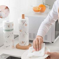 yerflew 50Pcs/roll Kitchen Non-Stick Non-Woven Dish Towel Wet and Dry Disposable Dish Cloth Cleaning Cloths