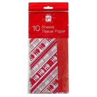 Christmas Tissue Paper - Ho Ho Ho and Red, 10 Sheets, 5 of Each - Size 500mm x 500mm