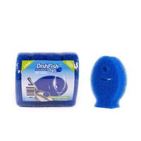 DishFish Scrubber Non-Scratch Non-Smelling Ergonomic Multi-purpose Cleaning Blue Sponge (4 Pack)
