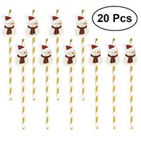 NUOBESTY 20 Pcs Christmas Drinking Straw Biodegradable Paper Straws Holiday Party Supplies (Snowman)