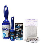 Ultra Beauty Essentials Giant Extreme Stick Lint Remover Roller 60 Sheets and 30 Sheets Travel Roller by Evercare, Plus Multi-Use Organic Lavender Dryer Sachet