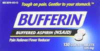 Bufferin Buffered Aspirin (NSAID) Coated Tablets Pain Reliever/Fever Reducer 130 ea (Pack of 2)