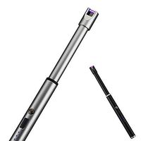 Electric Arc Lighter USB Rechargeable Flexible Windproof Flameless Candle Lighter Long Handle Safety Button Lighter Extended Edition for Hiking, Camping and Kitchen (Red)