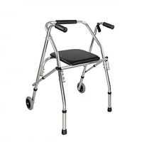 XRX Aluminum 2 Wheel Rollator Walker Lightweight Foldable Aid Padded Seat for The Elderly Adult Seniors Disabled Handrails Crutches, Adjustable Height