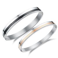 SunnyHouse Jewelry His or Hers Matching Set Couple Titanium Bangle Bracelet Formula Love Magnetic Simple Korean Style Anti-Fatigue in a Gift Box (His (Black))