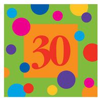 30 Birthday Stripes Beverage Napkins - 16 Per Unit