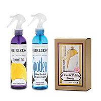 Heirloom Essentials Two-Step Furniture Cleaner And Polish Combo with Towels (Lemon Zest)