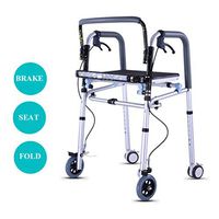 Lqdpdd Lightweight Folding Four Wheel Rollator Walker with Padded Seat, 4 in 1 Stand-Assist Folding Walker with Detachable Seat Brake Portable Disabled Rehabilitation Walker Silver
