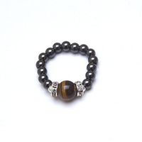 Tiger Eye & Black Magnetrim Stretch Ring (Small)