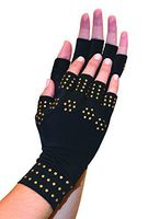 Magnetic Arthritis Therapy Fingerless Compression Gloves, Black, Black, Regular