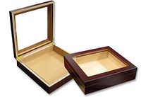 Prestige Import Group - The Chateau Glasstop Small Cigar Humidor - Capacity: 20 Cigars - Color: Cherry