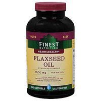 Finest Nutrition Flaxseed Oil 1000 Mg Dietary Supplement Softgels, 200 Each