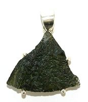 Moldavite Sterling Silver Pendant Pyramid Natural Crystal MOLDP1812