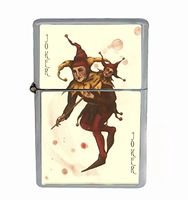 Joker Card Flip Top Oil Lighter R1 Smoking Cigarette Silver Case Included