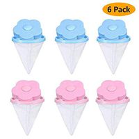 Anasu Flower-Type Reusable Washing Machine Floating Lint Mesh Bag Washer Lint Catcher, Hair Filter Net Pouch, Washer Household Tool 2/4/6 Pieces (6Pcs Blue+Pink)