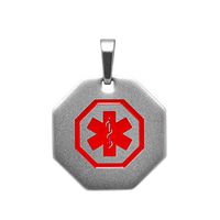 Dolceoro Customized Medical Alert ID Necklace - Personalized Laser Engraving - Stainless Steel