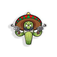 Angry Cactus Mexican Sombrero Pistol Man Sticker Vinyl Die Cut Car Cup Laptop Graphic Decal