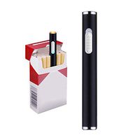 Mini USB Cigarette Lighters Rechargeable Windproof Flameless Slim Electric Protable Lighter (Black)
