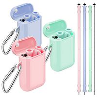 Comvin Reusable Straws, 3 Pack Collapsible Silicone Portable Travel Straw with Case and Brush, BPA Free for Cold or Hot Drinks Like Lemonade, Sodas, or Coffee, Pink, Mint Green, Lavender