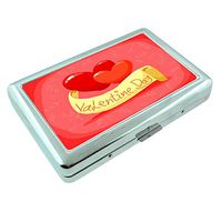 Valentine Day Em1 Hip Silver Cigarette Case Id Holder Metal Wallet 4" X 2.75" RFID Protection
