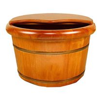 ANHPI Foot Basin Wooden Bucket Foot Barrels Massage Beads With Cover Foot Tub Foot Bath Barrel Wood (41.5 26cm),A