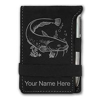 Mini Notepad, Catfish, Personalized Engraving Included (Black with Silver)