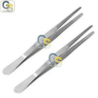 G.S 2 PCS Thumb LAB Tweezers Dressing Dissection Forceps 5" + 6" Serrated Economy Grade