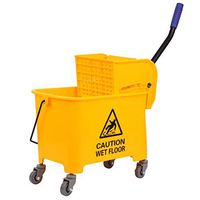 Ridgeyard Side Press Mop Bucket with Wringer and 4 Non-Marking Swivel Casters 20L Capacity for Home Use(Yellow)