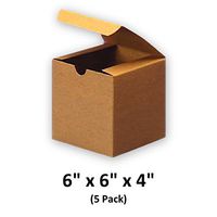 Brown Cardboard Kraft Tuck Top Gift Boxes with Lids, 6x6x4 (5 Pack) for Gifts, Crafting & Cupcakes | MagicWater Supply