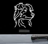 JS Artworks Cute Australian Shepherd Vinyl Decal Sticker Dog pet (White)