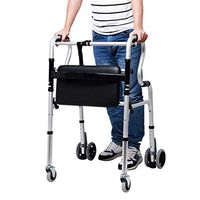 Disabled Aluminum Walker for The Elderly with Wheels and Trolleys