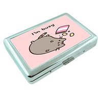 Lazy Cat Em1 Hip Silver Cigarette Case Id Holder Metal Wallet 4" X 2.75" RFID Protection