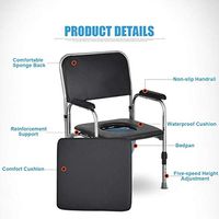 Commode Chair Multifunctional Mobility Toilet Seat Medical Aid Elderly Handicap Rehab Chair Bath Shower