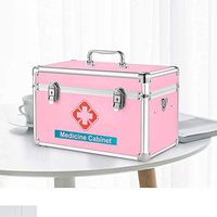 Portable First aid kit, Lockable Aluminum Emergency Box/Rescue Box Safety Lock Storage Carrying Handle Medical Box, 30.5 × 19 × 17cm (Powder)