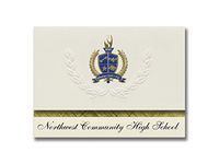 Signature Announcements Northwest Community High School (Indianapolis, IN) Graduation Announcements, Presidential Basic Pack 25 with Gold & Blue Metallic Foil seal