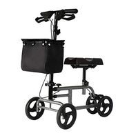 Knee Walking Aids 4 Wheels Foldable, Rollator Walker with Double Brake System, Drive Medical Rolling Walker Height Adjustable Used Indoor and Outdoor,Gray