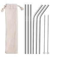 Dali Stainless Steel Metal Straws Set of 8 Reusable Straws Ultra Long 8.5" Metal Reusable Drinking Straws For 20 30oz Tumblers Cups Mugs Cold Beverage (3 Straight + 3 Bent + 2 Brushes + 1 Pouch)