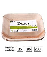 Dtocs Palm Leaf Plates - 7 Inch Square (Pack 25) - Disposable, Chemical Free, Biodegradable, Organic Dinnerware Set for Camping, Wedding, Corporate Party | Feels Like Wooden, Bamboo.