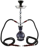 Zebra Smoke Starter Series Pack: 18" 2 Hose Hookah Combo Kit Set w/ Instant Charcoal (Like Three Kings Charcoal), Hydro Herbal Molasses(like Blue Mist), and Hookah Mouth Tips Smokes More Then Hookah Pen (Black)