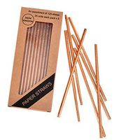 125 PCS Rose Gold Paper Straws Biodegradable Metallic Drinking Decorative Eco Friendly - Boxed 5 Individual Packs of 25 Units