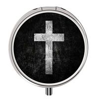 Pill Case - Compact 3 Compartment Medicine Organizer, Customized Round Pill Box for Pocket Traveling and Daily Needs - cross3