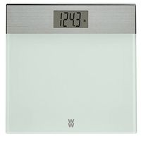 WW Scales by Conair Digital Painted Glass and Brushed Stainless Steel Bathroom Scale, 400lb. capacity