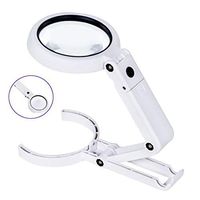 HunterBee LED Lighted Handheld Magnifier/Folding HD Optical Illuminated Glass/5x 10x Lens/Reading for The Elderly, Antique Jewelry Stamp Appreciation, Handmade.etc