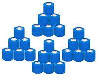 2 Inch Vet Wrap Tape Self Adhesive Medical Bandage Free Bonus Rolls (Blue) (22 Pack Plus 2 Free Rolls) Self Adherent Cohesive First Aid Sport Flex Wrist Ankle Knee Sprains and Swelling