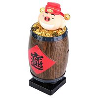 Garosa Cigarette Case Wooden Cigarette Box Automatic Cigarette Dispenser Funny Cigarette Storage Gift with Pig and Gold Ingot Decor