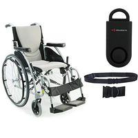 Karman S-Ergo 115 Ultra Lightweight Ergonomic Wheelchair | Seat Size 18" X 17" | Swing Away Footrest | Quick Rrelease Wheels in Silver & Free 130 dB Black Safety Alarm! + Black Belt!